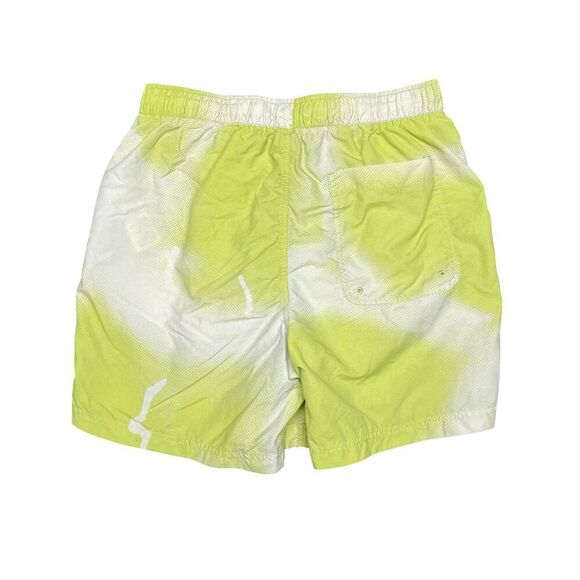 Urban Outfitters Mens Medium Graffiti Print Green White Unlined Board Shorts 5" - Picture 2 of 8